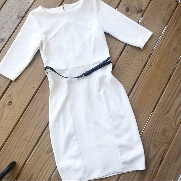 Closet Dresses & Skirts - Closet London Cream Business Sheath Belt Dress